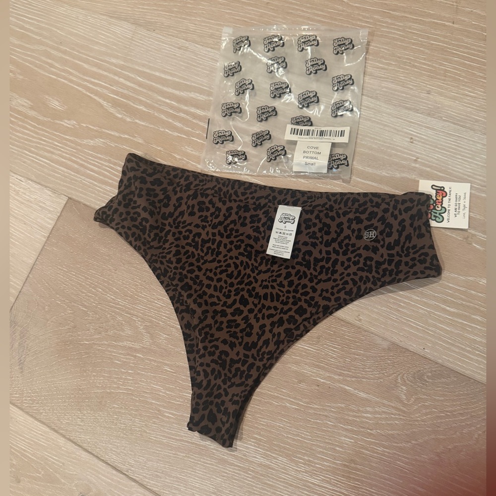 Salty Honey Leopard Print High-Cut Bikini Bottom - Brown